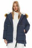 Navy Faux Fur Trim Women's Thickened Down Jacket with Filler and Duck Feather - Orolay | Women's Coat & Jacket