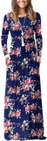 Rose Navy Casual Short/Long Sleeve Maxi Dress with Pockets - HAOMEILI | Women's Casual Dresses