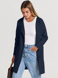 Navy Blue Women's Jacket Coat Open Front Knit Long Coatigan Sweater Fall Outerwear - Anrabess | Women's Coat & Jacket