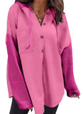 Pink Women Loose Fit Casual Hooded Sweatshirt Hoodie with Pocket - Shewin | Women's Coat & Jacket