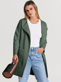 Army Green Women's Jacket Coat Open Front Knit Long Coatigan Sweater Fall Outerwear - Anrabess | Women's Coat & Jacket