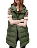 Army Green Women's Long Puffer Vest Casual Sleeveless Puffy Jacket - Tanming | Women's Coat & Jacket