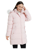 Pink Women's Winter Thicken Jacket Puffer Coat Warm with Faux Fur - WenVen | Women's Coat & Jacket