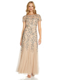 Women's Floral Beaded Godet Gown | Women's Evening Gowns