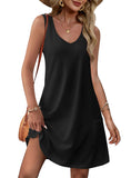 Black Loose V Neck Sleeveless with Pockets - Ofeefan | Women's Dresses