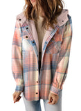 Pink Fleece Jackets for Women Plaid Shacket Long Sleeve Button Down - Dokotoo | Women's Coat & Jacket