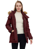 Blue Green Women's Slim Winter Coats Puffer Jacket Thicken Parka with Removable Hood - Wantdo | Women's Coat & Jacket