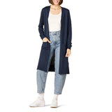 Navy Women's Cardigan Sweater Lightweight Longer Length - AmEss | Women's Coat & Jacket