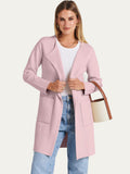 Pink Women's Jacket Coat Open Front Knit Long Coatigan Sweater Fall Outerwear - Anrabess | Women's Coat & Jacket