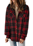 Red Black Full Zip Fleece Jacket Women Plaid Shacket Long Sleeve Button Down - Dokotoo | Women's Coat & Jacket