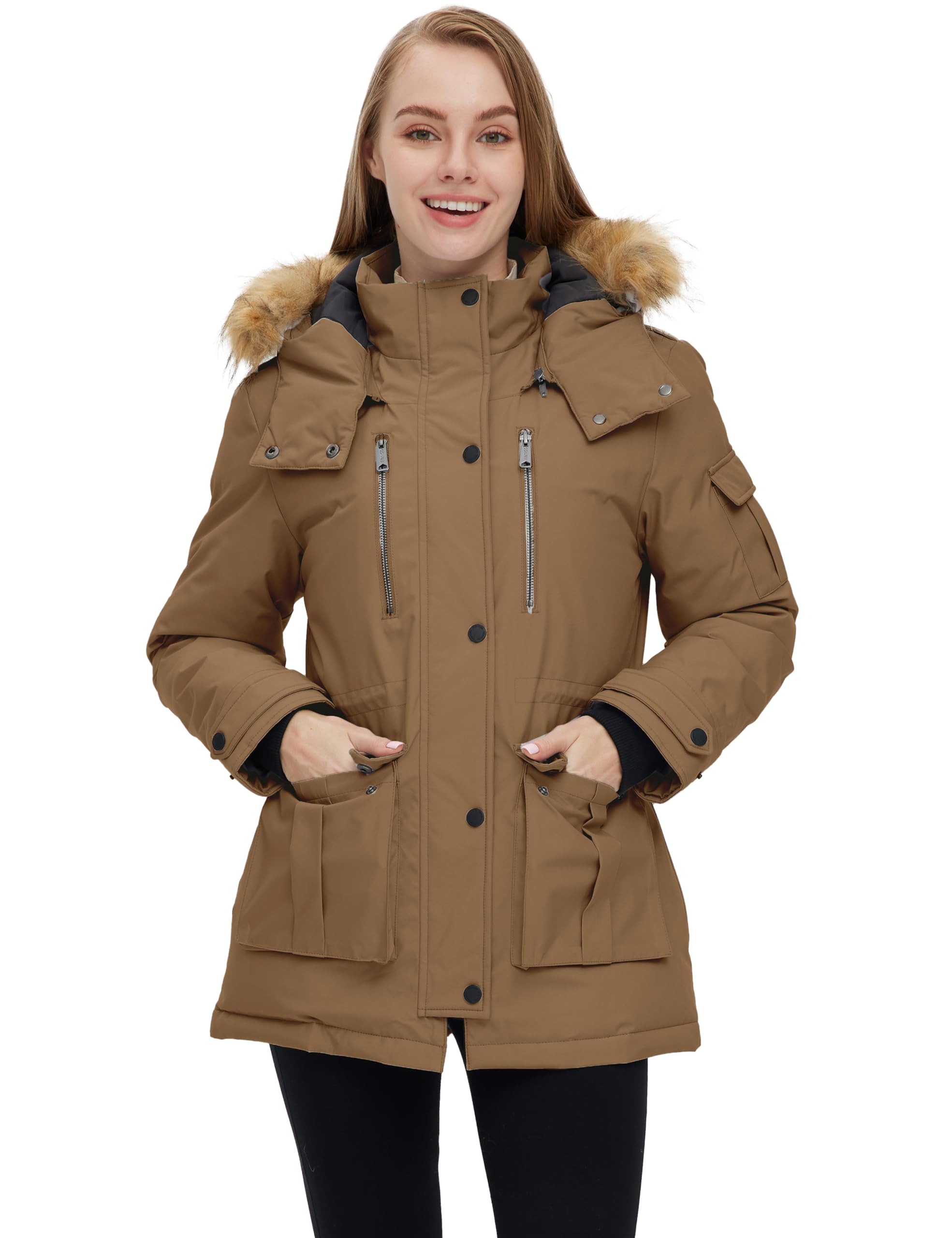 Fluid womens parka jacket khaki hotsell