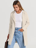 Beige Women's Jacket Coat Open Front Knit Long Coatigan Sweater Fall Outerwear - Anrabess | Women's Coat & Jacket