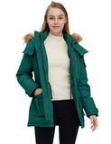 Blue Green Women's Slim Winter Coats Puffer Jacket Thicken Parka with Removable Hood - Wantdo | Women's Coat & Jacket