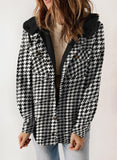 Black Fleece Jacket Women Plaid Shacket Long Sleeve Button Down - Dokotoo | Women's Coat & Jacket