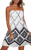 Adeline White Summer Boho Floral Strapless Sundress – Women's Beach Cover-Up Womens Casual Dress - Chicgal