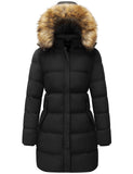 Charcoal Heather Women's Winter Jacket Puffer Coat Warm with Faux Fur Removable Hood - AmEss | Women's Coat & Jacket