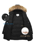 Beige Women's Winter Jacket Puffer Coat Warm with Faux Fur Removable Hood - AmEss | Women's Coat & Jacket