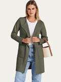 Olive Green Women's Jacket Coat Open Front Knit Long Coatigan Sweater Fall Outerwear - Anrabess | Women's Coat & Jacket