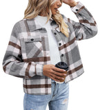 Gray Women Shacket Jacket Plaid Button Down Shirt Fall Coat - Zeagoo | Women's Coat & Jacket