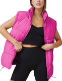 Rosered Womens Zip Jacket Coat Up Puffer Vest Stand Collar - Athlisan | Women's Coat & Jacket