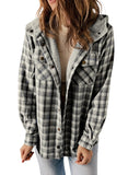Black Gray Women’s Jacket Plaid Shacket Long Sleeve Button Down - Dokotoo | Women's Coat & Jacket