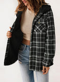 Blue Orange Woman Fleece Jacket Plaid Shacket Long Sleeve Button Down - Dokotoo | Women's Coat & Jacket