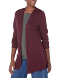 Burgundy Women's Sweater Full Sleeve Open-Front Cardigan - AmEss | Women's Coat & Jacket