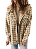 Khaki Small Jackets for Women Plaid Shacket Long Sleeve Button Down - Dokotoo | Women's Coat & Jacket