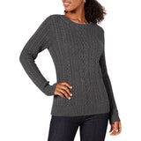 Charcoal Heather Women's Sweater Fisherman Cable Long-Sleeve Crewneck - AmEss | Women's Coat & Jacket