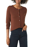 Brown Women's Sweater Crewneck Cardigan - AmEss | Women's Coat & Jacket
