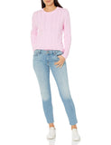 Light Pink Women's Sweater Fisherman Cable Long-Sleeve Crewneck - AmEss | Women's Coat & Jacket