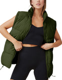 Armygreen Womens Zip Jacket Coat Up Puffer Vest Stand Collar - Athlisan | Women's Coat & Jacket