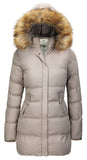 Khaki Women's Winter Thicken Jacket Puffer Coat Warm with Faux Fur - WenVen | Women's Coat & Jacket