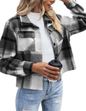 Black White Women Shacket Jacket Plaid Button Down Shirt Fall Coat - Zeagoo | Women's Coat & Jacket