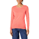 Coral Pink Women's Sweater Long-Sleeve Light Weight Crewneck - AmEss | Women's Coat & Jacket
