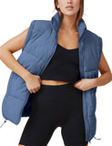 Bluegrey Womens Zip Jacket Coat Up Puffer Vest Stand Collar - Athlisan | Women's Coat & Jacket