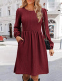 Floral Red Women's Casual Knit Sweater for Fall Dresses - Zeagoo