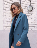 Darkgrey Women's Single-Breasted Peacoat Wool Coat Casual Notch Lapel - Hooever | Women's Coat & Jacket