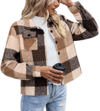 Khaki Women Shacket Jacket Plaid Button Down Shirt Fall Coat - Zeagoo | Women's Coat & Jacket