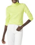 Lime Green Women's Sweater Lightweight Long-Sleeve Turtleneck - AmEss | Women's Coat & Jacket