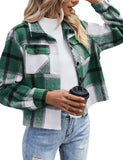 Green Women Shacket Jacket Plaid Button Down Shirt Fall Coat - Zeagoo | Women's Coat & Jacket