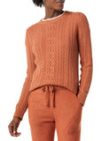 Caramel Women's Sweater Fisherman Cable Long-Sleeve Crewneck - AmEss | Women's Coat & Jacket