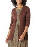 Dark Brown Women's Sweater Full Sleeve Open-Front Cardigan - AmEss | Women's Coat & Jacket