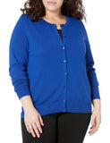 Bright Blue Women's Sweater Crewneck Cardigan - AmEss | Women's Coat & Jacket