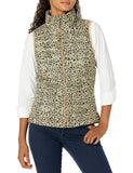 Light Camel Leopard Print Women's Jacket Puffer Vest Lightweight Water-Resistant Packable - AmEss | Women's Coat & Jacket