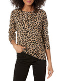 Camel Cheetah Women's Sweater Long-Sleeve Light Weight Crewneck - AmEss | Women's Coat & Jacket