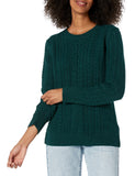 Deep Green Women's Sweater Fisherman Cable Long-Sleeve Crewneck - AmEss | Women's Coat & Jacket