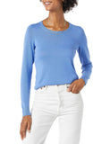Light Blue Women's Sweater Long-Sleeve Light Weight Crewneck - AmEss | Women's Coat & Jacket