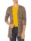 Camel Leopard Women's Sweater Full Sleeve Open-Front Cardigan - AmEss | Women's Coat & Jacket