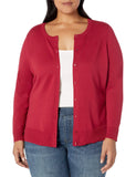 Burgundy Women's Sweater Crewneck Cardigan - AmEss | Women's Coat & Jacket